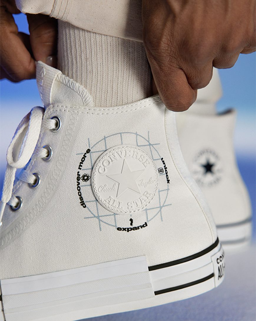 Tenisi Inalti Barbati Converse Chuck Taylor All Star Grid Logo Albi | RO WOF0T496